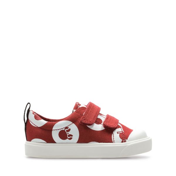 Clarks Girls City Polka Lo Toddler Canvas Red | CA-254796